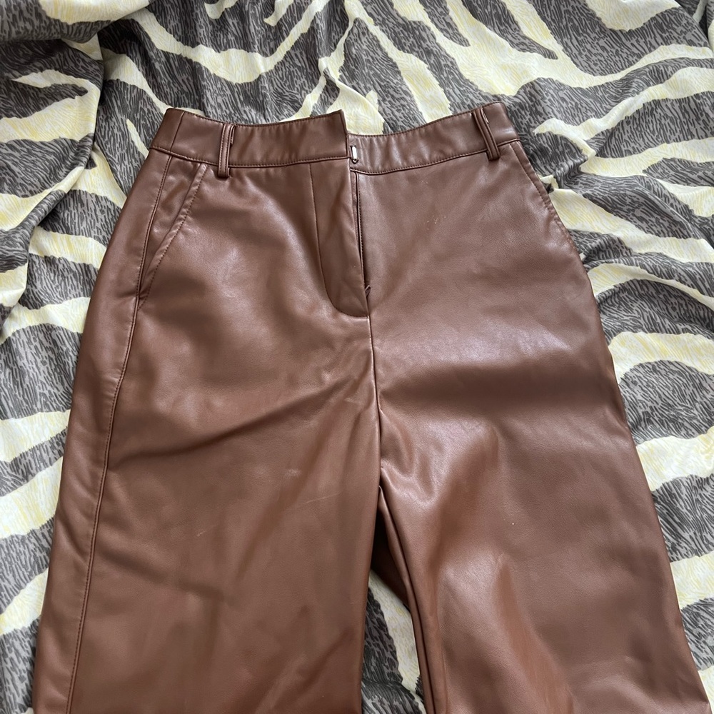 Brown leather pants
